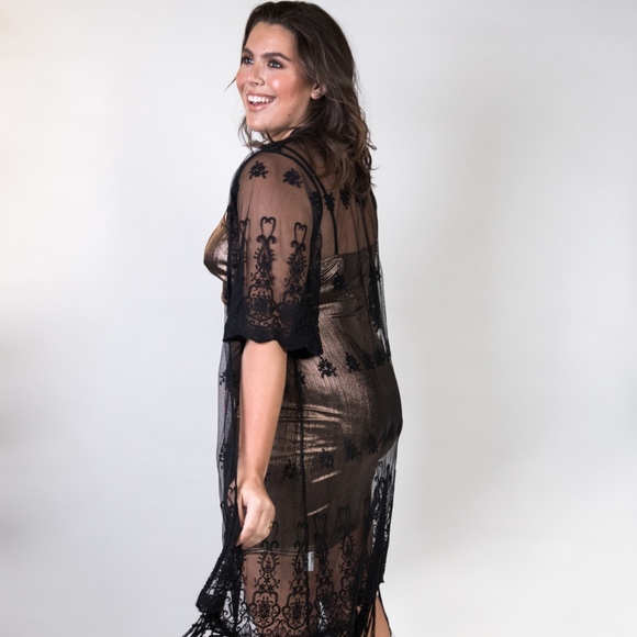 Plus Size Mesh Embroidered Cardigan - Picture 5 of 7